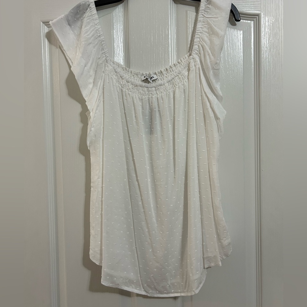 Express White Textured Women's Blouse
